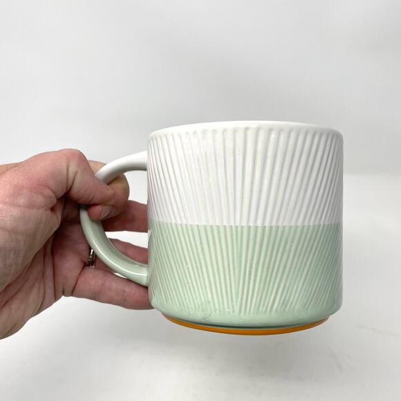 Starbucks Mint Green and White Etched Stoneware Coffee Mug - Picture 8 of 8